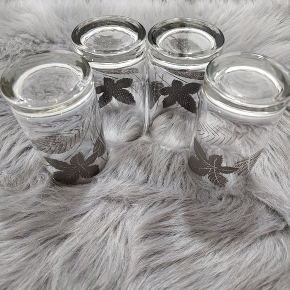 1960's Mid Century Modern Glassware Silver Foliage Highball Tumblers - Picture 7 of 10